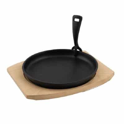 PLAT EN FONTE AVEC SUPPORT EN BOIS